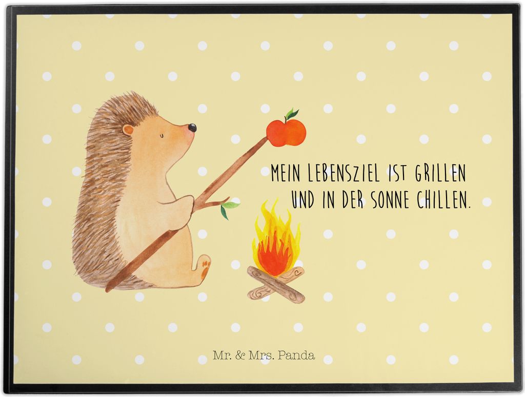 Mr. & Mrs. Panda tischmatte Igel Grillen - Gelb Pastell - Geschenk, schreibtischauflagen, Schreibunterlage, schreibtischunterlagen, Sinn Des Lebens...