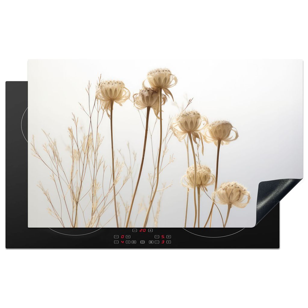 KitchenYeah Herdabdeckplatte Getrocknete Blumen - Natur - Botanisch , 83x51cm, Küche Deko, Glaskeramikkochfeld Herdabdeckung, Abdeckplatte fùr ...