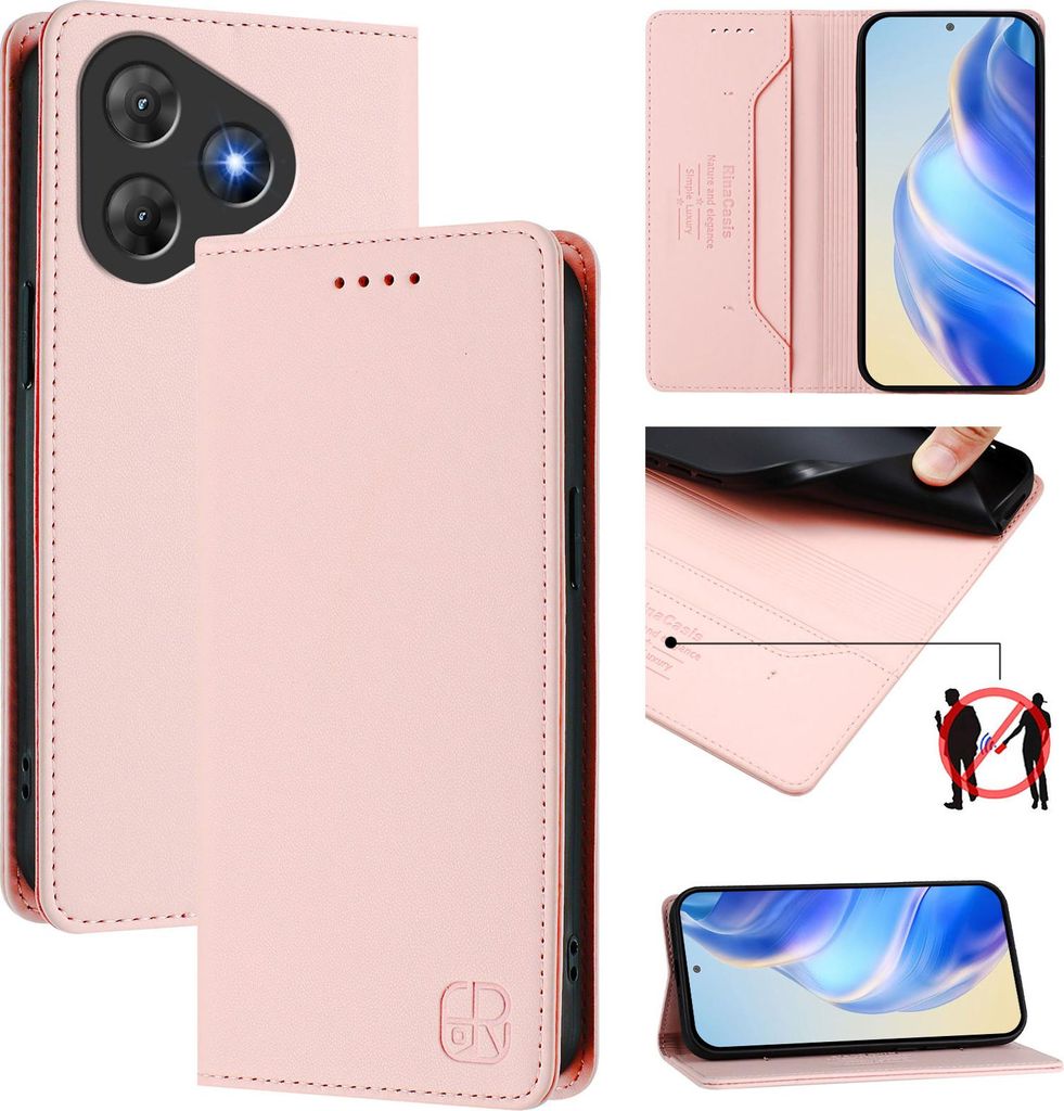 Lederhülle für Blackview Oscal Flat 2 / Flat 2C Hülle Flip Brieftasche Kartenfächern Ständer Schutzhülle Pink