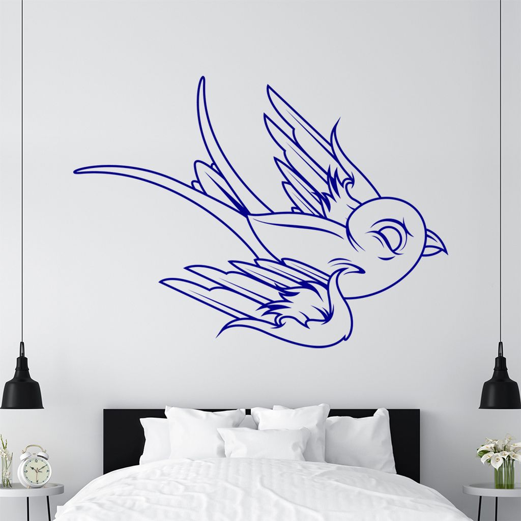 KIWISTAR Linien Vogel Fein Wandtattoo in 6 Größen - Wandaufkleber Wall Sticker - Dekoration, Küche, Wohnzimmer, Schlafzimmer, Badezimmer