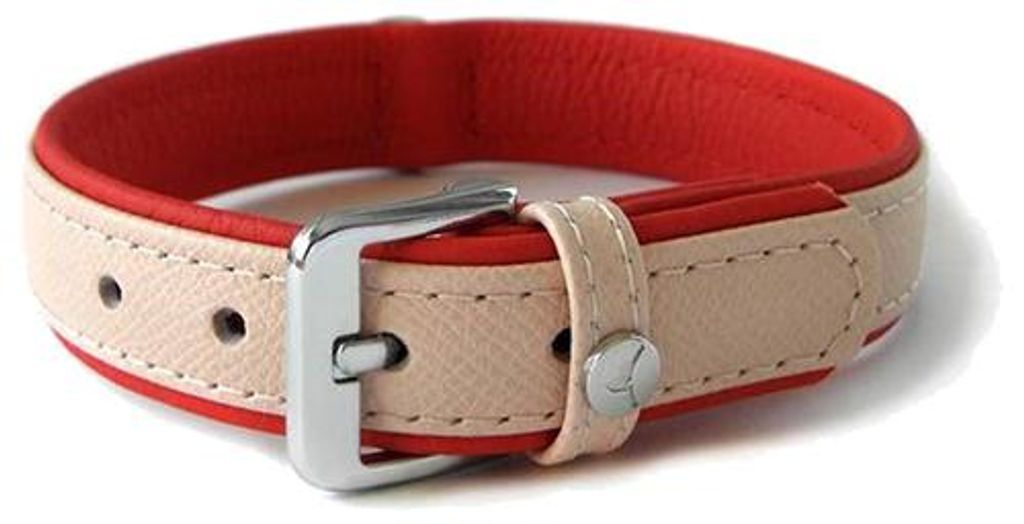 Das Lederband Hundehalsband Milano rosy/rubyred, Länge: 65 cm / Breite: 40 mm