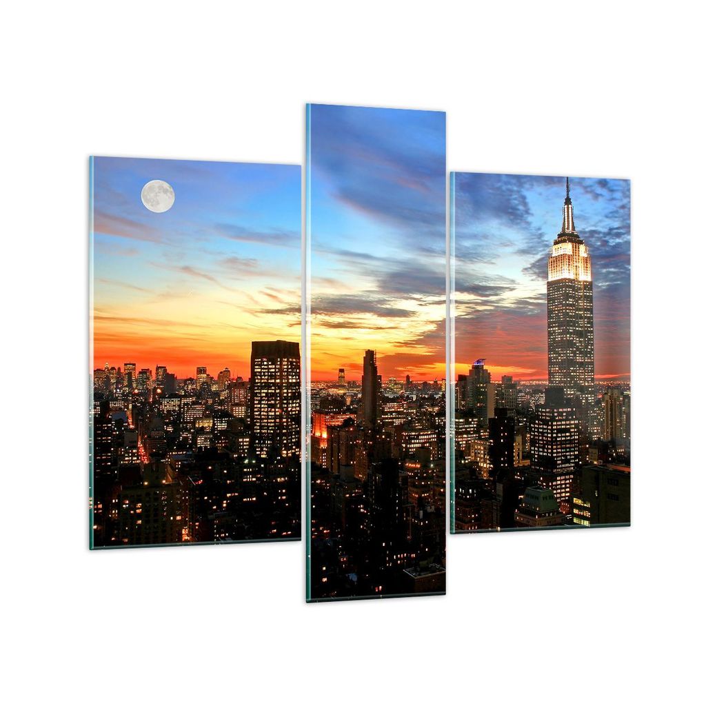 Bilder auf glas - Amerika gebäude sonnenuntergang wolkenkratzer - 95x80cm - Glasbilder - Wandbilder - Kunstdruck - Wanddekoration aus Glas - Glas ...