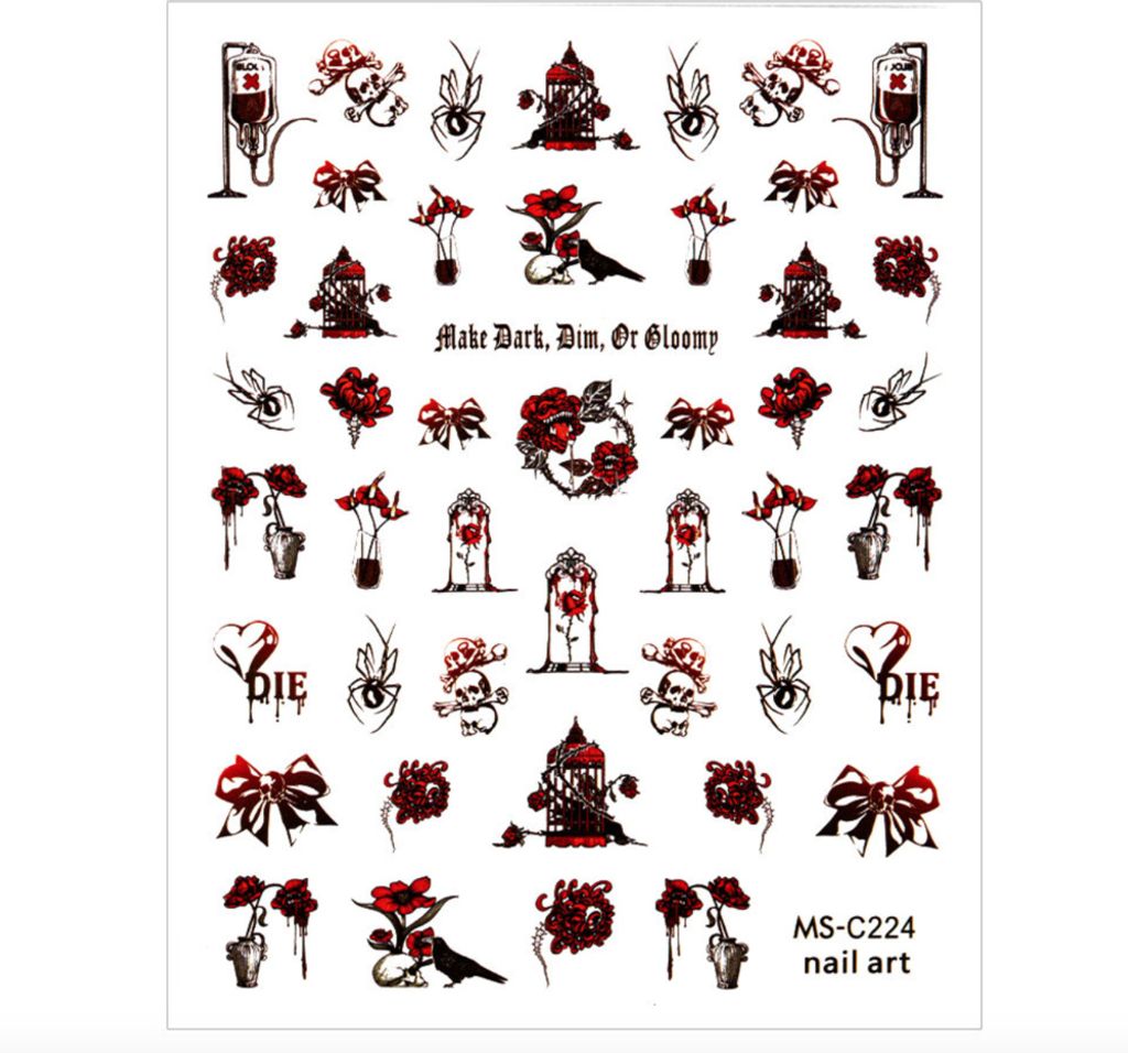 Dünne selbstklebende Nagelsticker Halloween MS-C224