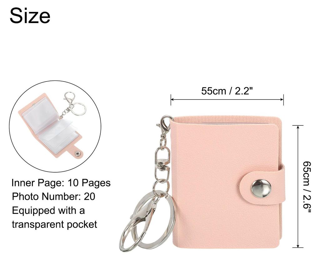 1 Stš¹ck Mini Fotoalbum mit Schlš¹sselanh?nger Mini Fotobuch, Personalisiertes Leder Foto Schlš¹sselanh?nger mit 20 Bildern DIY, Pink
