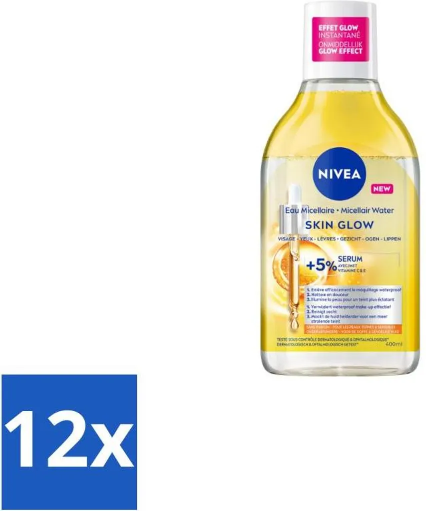 NIVEA Acqua Micellare Skin Glow 12 pezzi - Siero Viso e Detersione