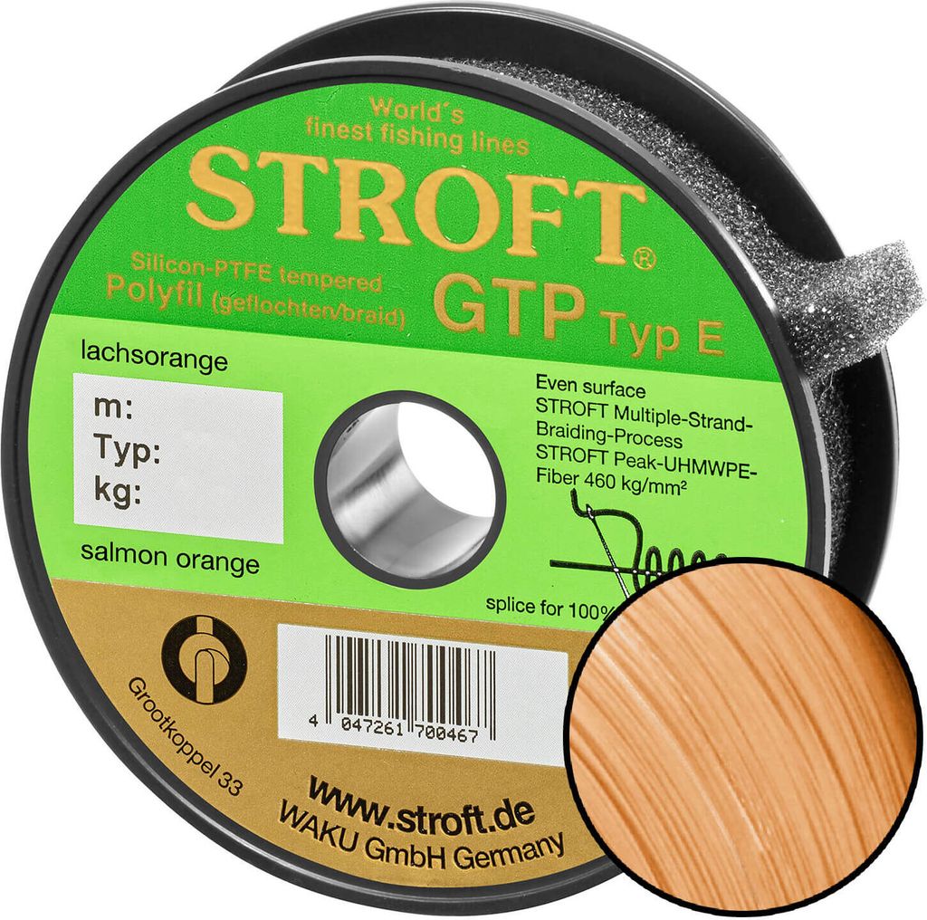 Stroft Schnur GTP Typ E geflochten lachsorange 300m Typ E5 12,00kg