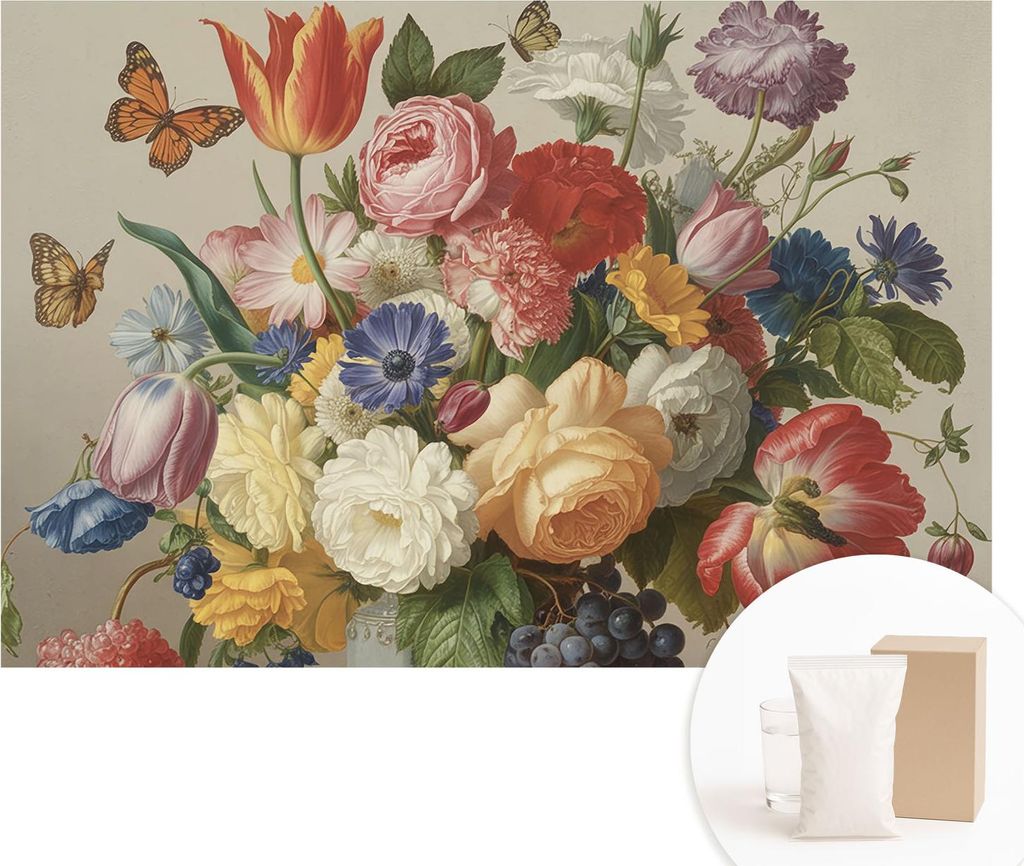 Fototapete - Wandbilder für Wohnzimmer - 104x70 cm - Dekorative Wandfolie - Modernes Design für Wanddekoration - Tapeten für Innenräume - Blume...