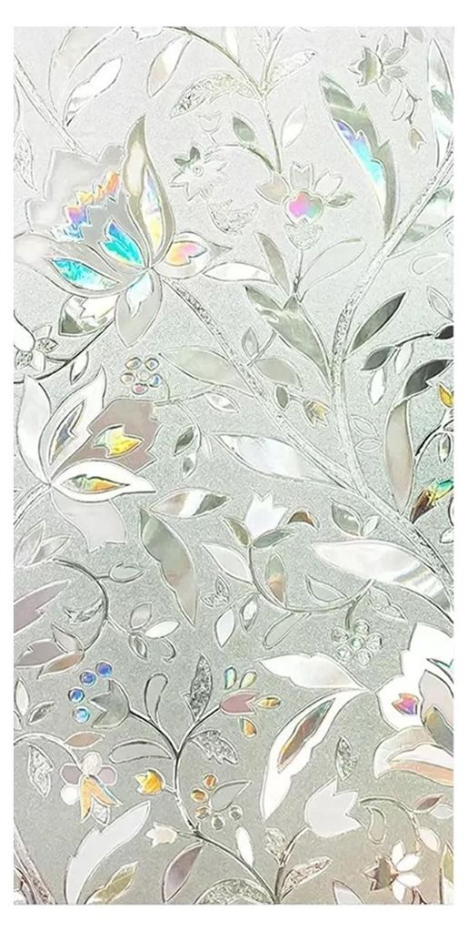 60x300cm 3D-Tulpenmuster Selbstklebende Sichtschutzfolie für Fenster, statisch haftender Aufkleber für das Home Office
