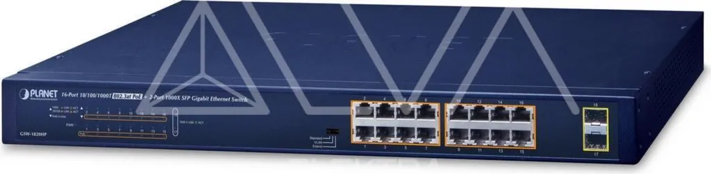 Switch Réseau 16 Ports Gigabit PoE+ Planet GSW-1820HP avec 2 Slots SFP