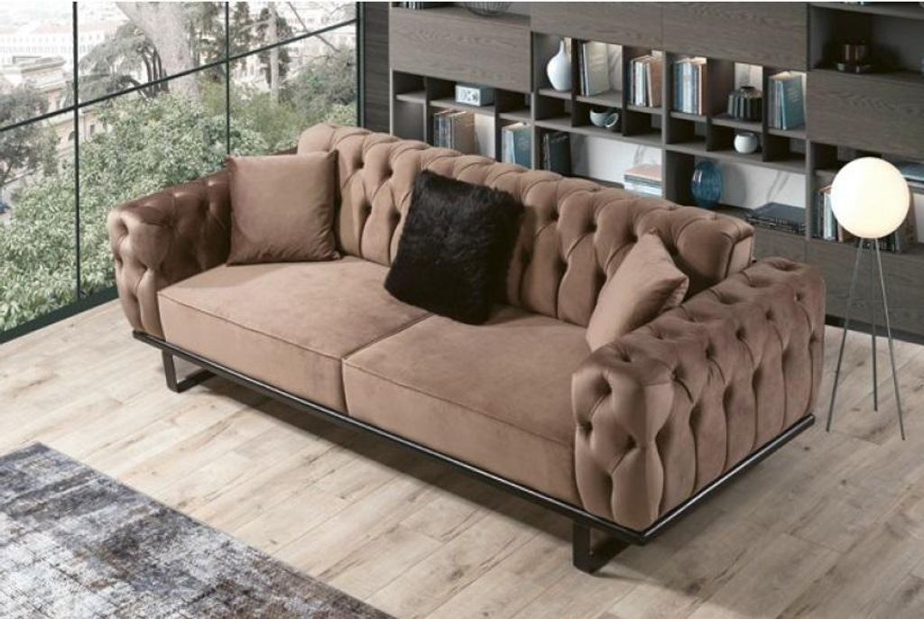 Designer Dreisitzer Chesterfield Möbel 3-Sitzer Stoffsofas Polstermöbel