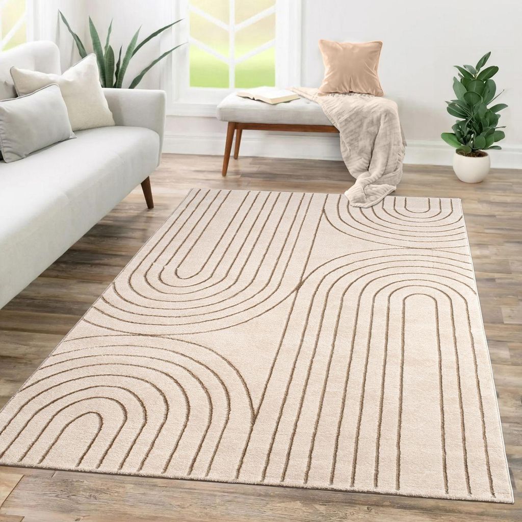 TT Home Wohnzimmer Teppich Kurzflor Geometrisches Design Produktbild 