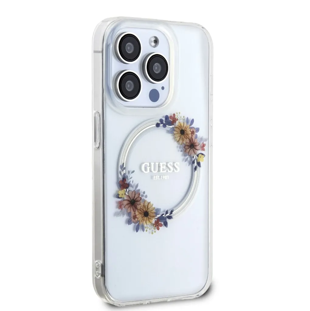 Custodia Guess iPhone 13 Pro MagSafe IML Fiori - Trasparente e Robusta - 7