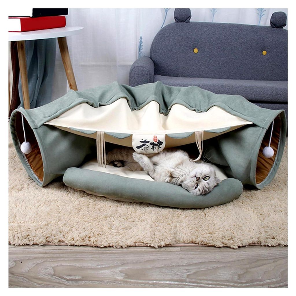 Katzentunnel für Hauskatzen, weicher Katzentunnel für den Innenbereich, tragbares Haustierspielzeug, multifunktionale Katzenhöhle, faltbare Katz...