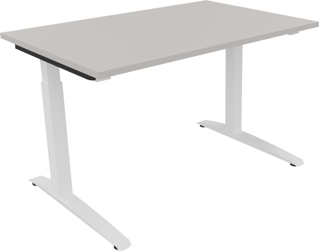 Schreibtisch Kufe Einzels. Quadrat B1200xT800xH650-850 ws/Lichtgrau