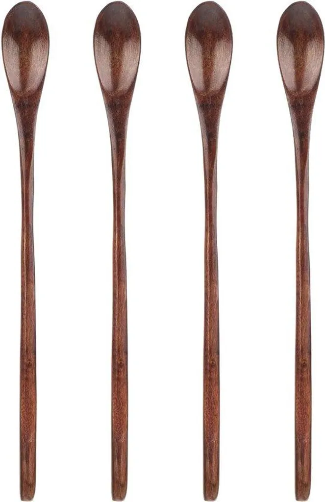 Atteignez le fond des bocaux : 4 cuillères en bois à long manche 23 cm