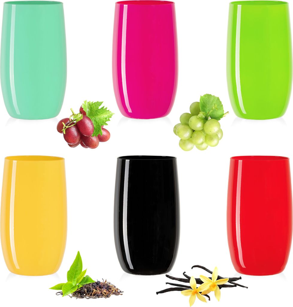 PLATINUX Bunte Elegante Trinkgläser aus Glas 320ml (max. Produktbild 