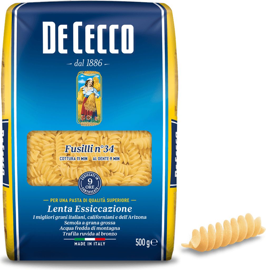 De Cecco Fusilli Nr 34 Pasta di semola di grano duro 500g 24er Pack