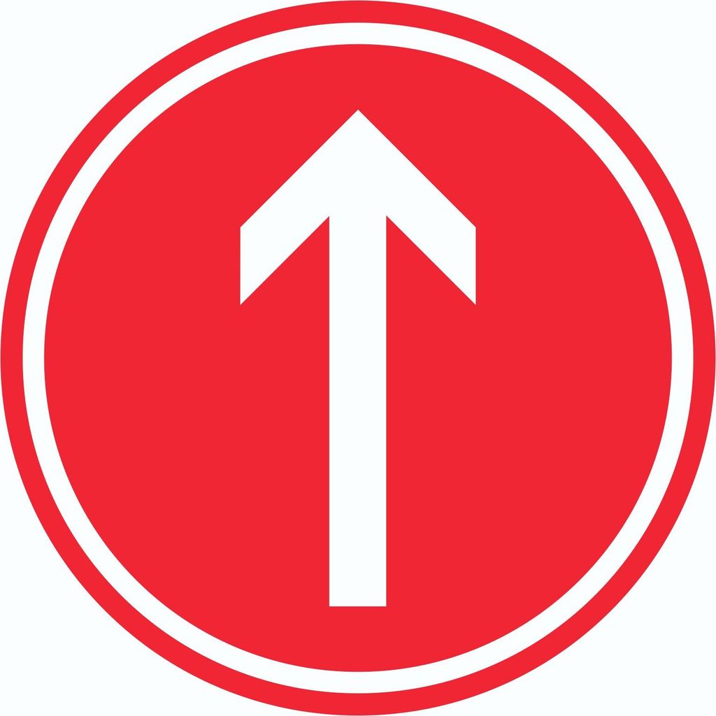 Richtungspfeil hoch Aufkleber Kreis weiss rot Pfeil Ø200mm