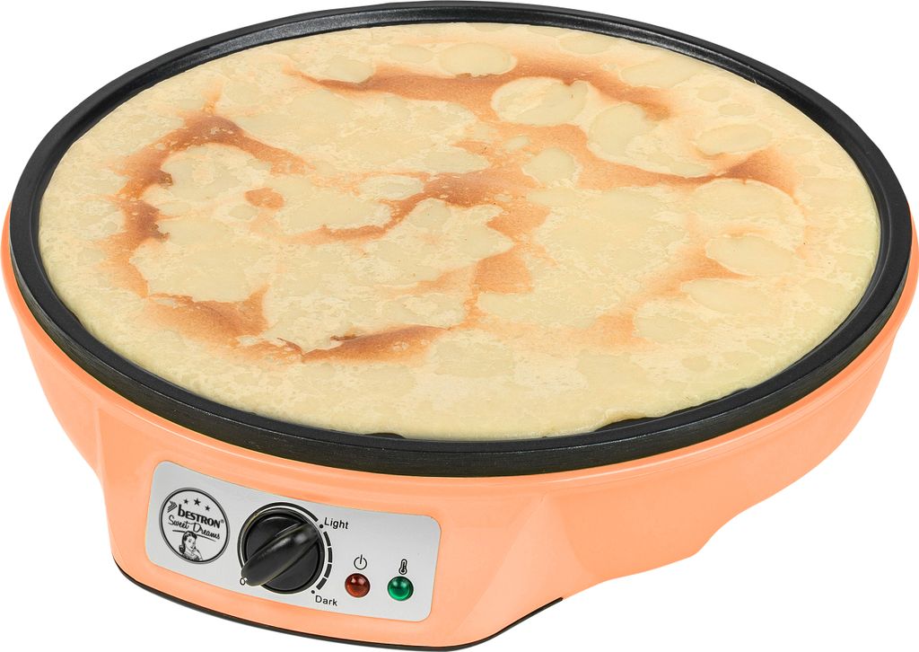 Bestron Crêpes Maker im Retro Design, für Crepes mit Ø 30 cm, inkl. Teigverteiler & Crêpes-Wender, mit Antihaftbeschichtung, 1000 Watt, Sweet D...