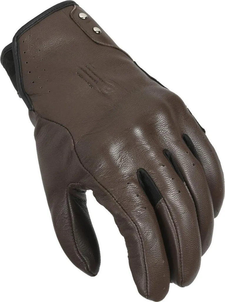 Gants moto femme Macna Rouge cuir marron foncé ventilé confort L