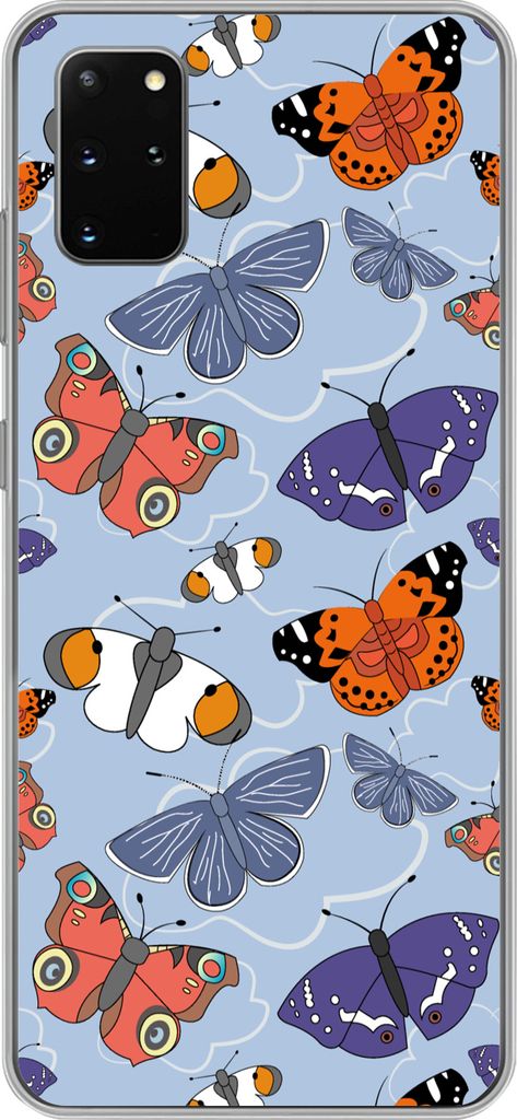 MuchoWow Handyhülle Schutzhülle Hülle für Telefoonhoesje Samsung Galaxy S20 Plus Mädchen - Schmetterling - Orange - Muster - Mädchen - Kind...