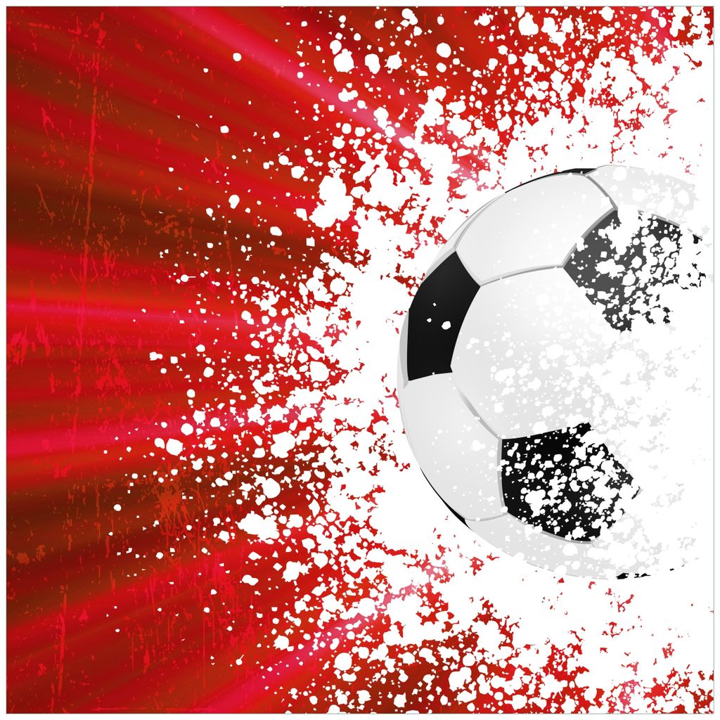 Wallario Möbeldesign - Glasplatte, Schutzplatte mit Motiv - geeignet für Ikea Lack Tisch, Größe: 55 x 55 cm, Motiv: Fußball - Splashing Desig...