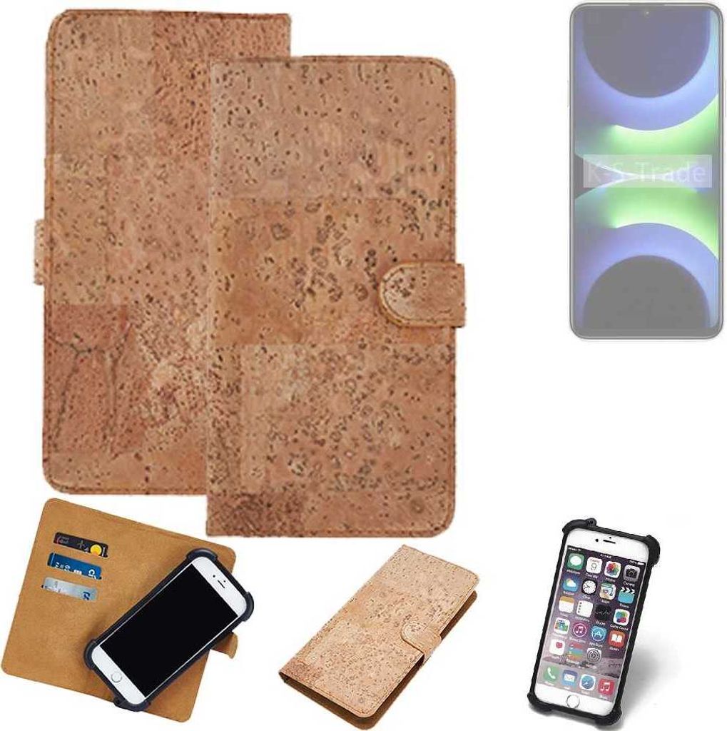 K-S-Trade Hülle kompatibel mit Huawei Enjoy 70s Kork Handyhülle Cover Schutzhülle TPU Case Bumper in Hellbraun, (1x)