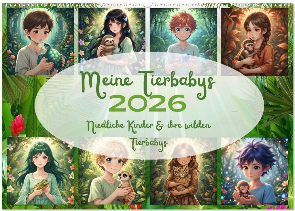 Meine Tierbabys (Wandkalender 2026 DIN A2 quer), CALVENDO Monatskalender