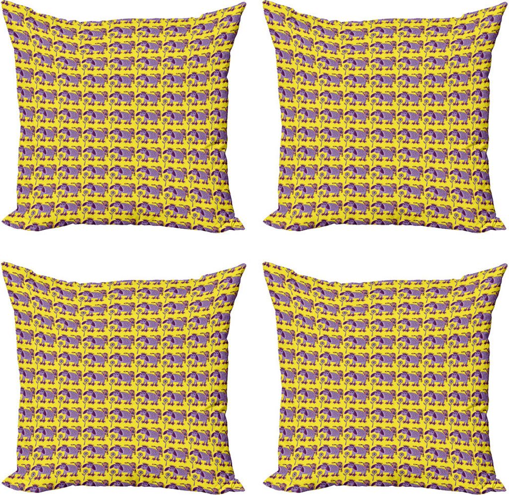 ABAKUHAUS Volkskunst Kissenbezug Set (4 Stück), Ukrainisch Tier, Moderner Doppelseitiger Digitaldruck, 60 cm x 60 cm, Mehrfarbig