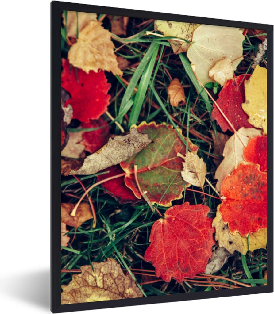 MuchoWow Gerahmtes Poster Blätter - November - Herbst - Natur 30x40 cm - Poster mit Schwarzem Bilderrahmen Wandposter Rahmen Foto Bilder - Wandd...