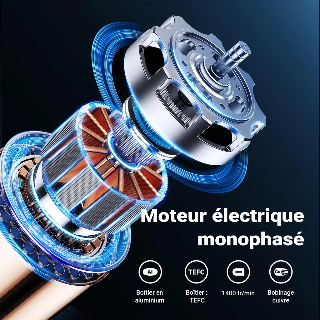 Moteur Électrique 4 Pôles Asynchrone à Faible Vibration et Haute Fixation - 4