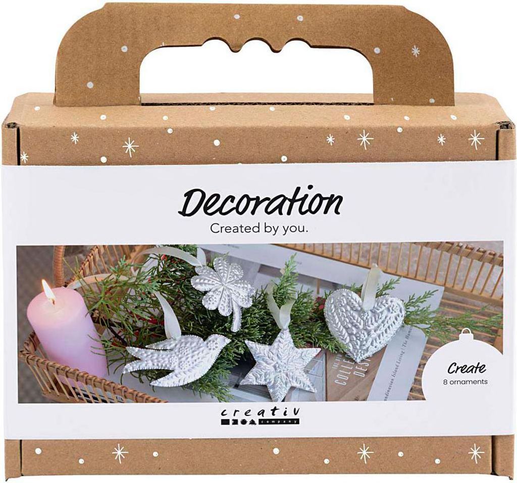 Creativ Company Mini-Hobby-Set Dekoration, Weihnachtsdekoration, silbernes Metall, 1 Box
