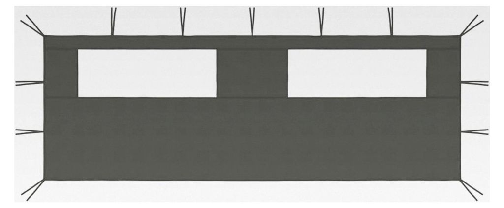 Seitenwand für Pavillon mit Fenstern 6x2m anthrazit
