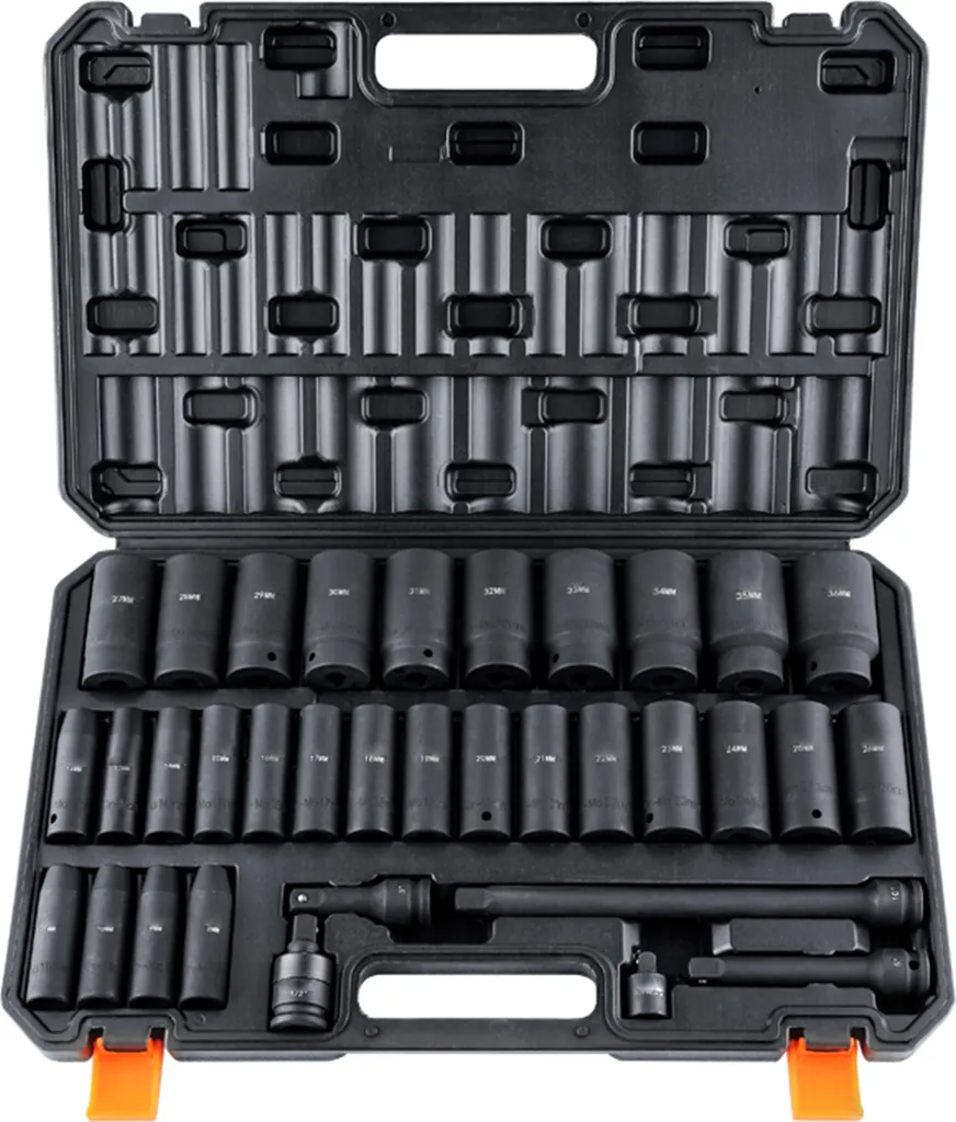Coffret de douilles à choc profondes 1/2" pour mécanique automobile