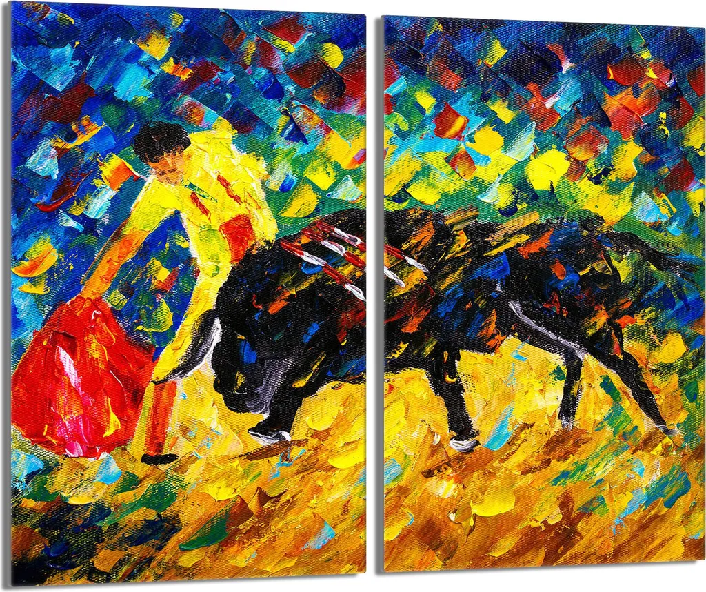 Piastre copri fornello 2 pezzi 30x52 Vetro copri piano cottura in ceramica, Toreador Colorful