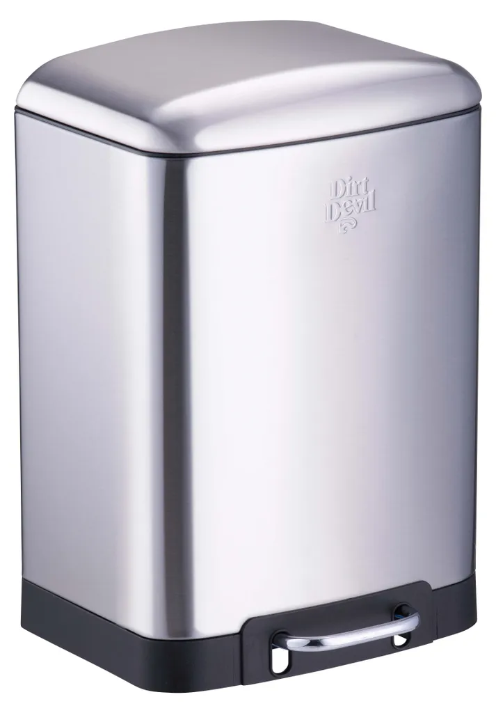 Poubelle Inox 12L Dirt Devil Argent avec Seau Intérieur Amovible Pratique