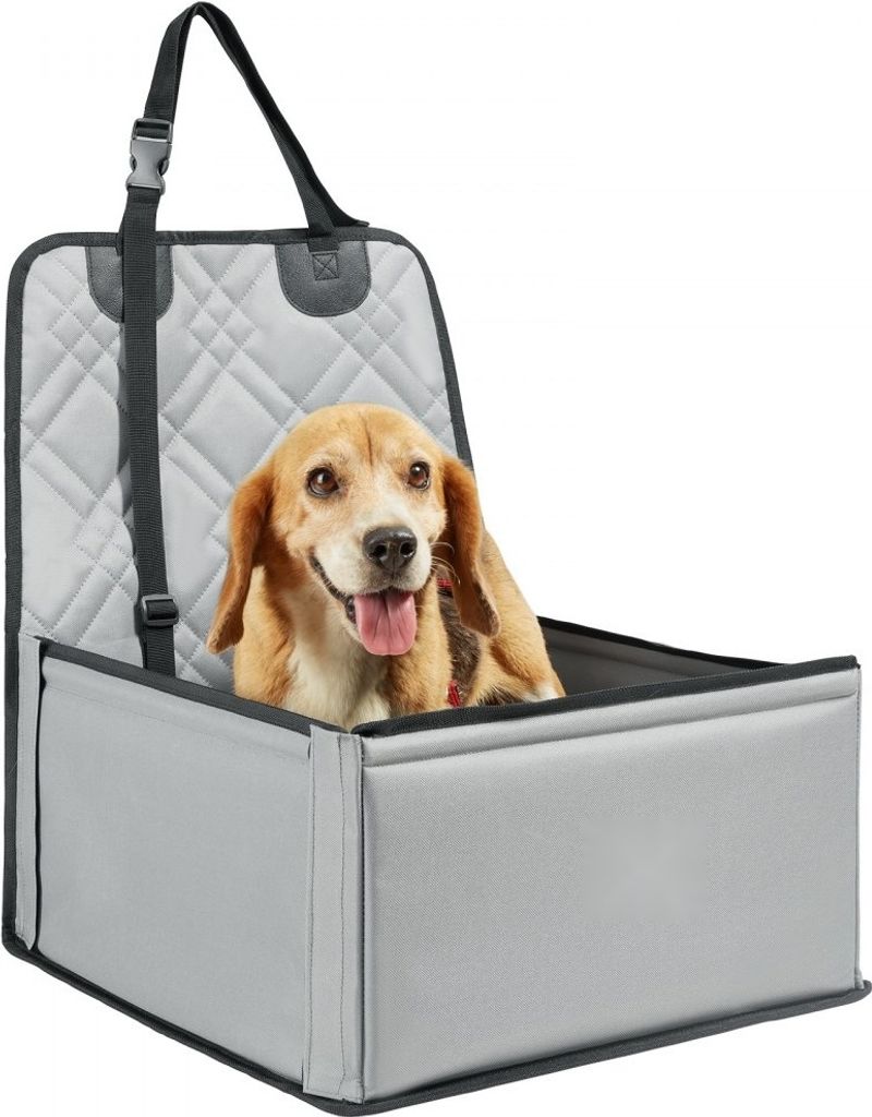 Hundeautositz für Vordersitz und Rückbank - 450x450x550mm - Grauer Hundesitz für das Auto - Optimaler Komfort für Hunde