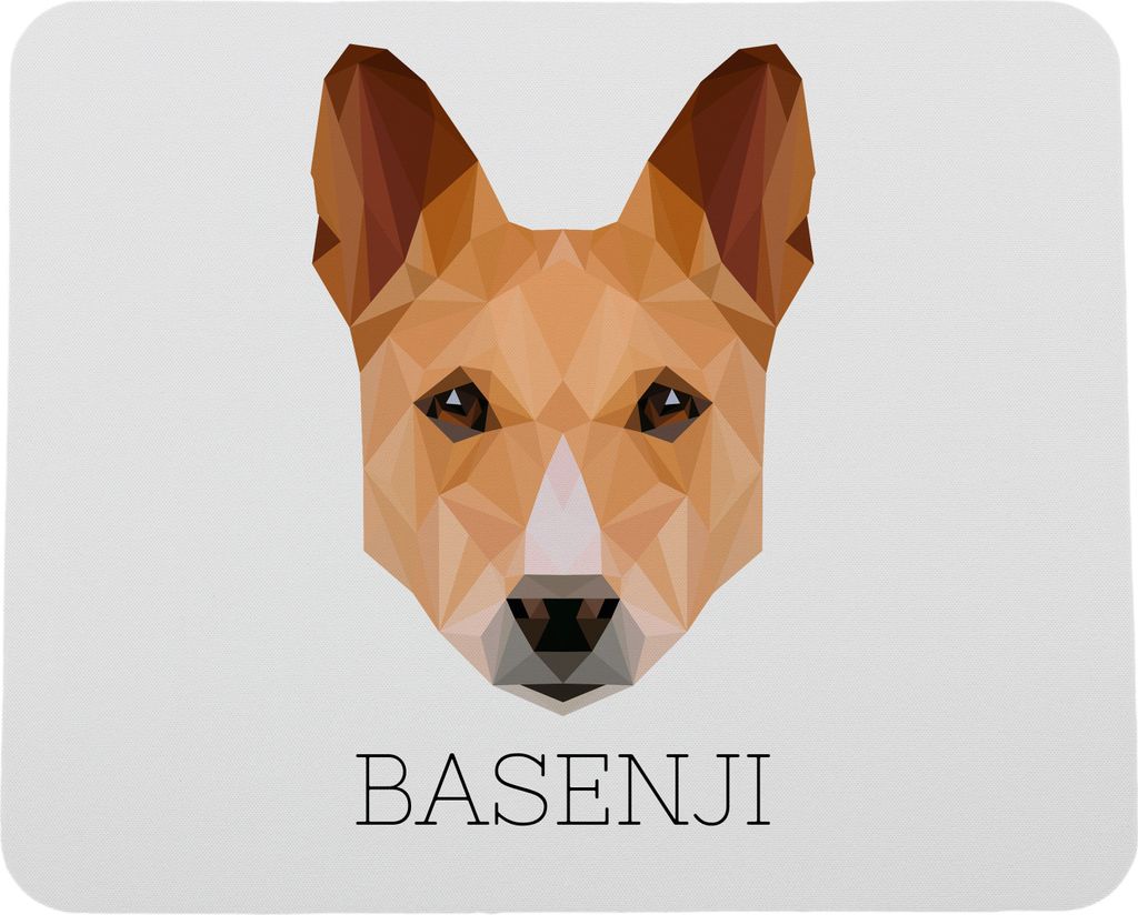 Basenji, Kongo-Terrier - geometrisches Mauspad mit Bild und Aufschrift von Art-Dog