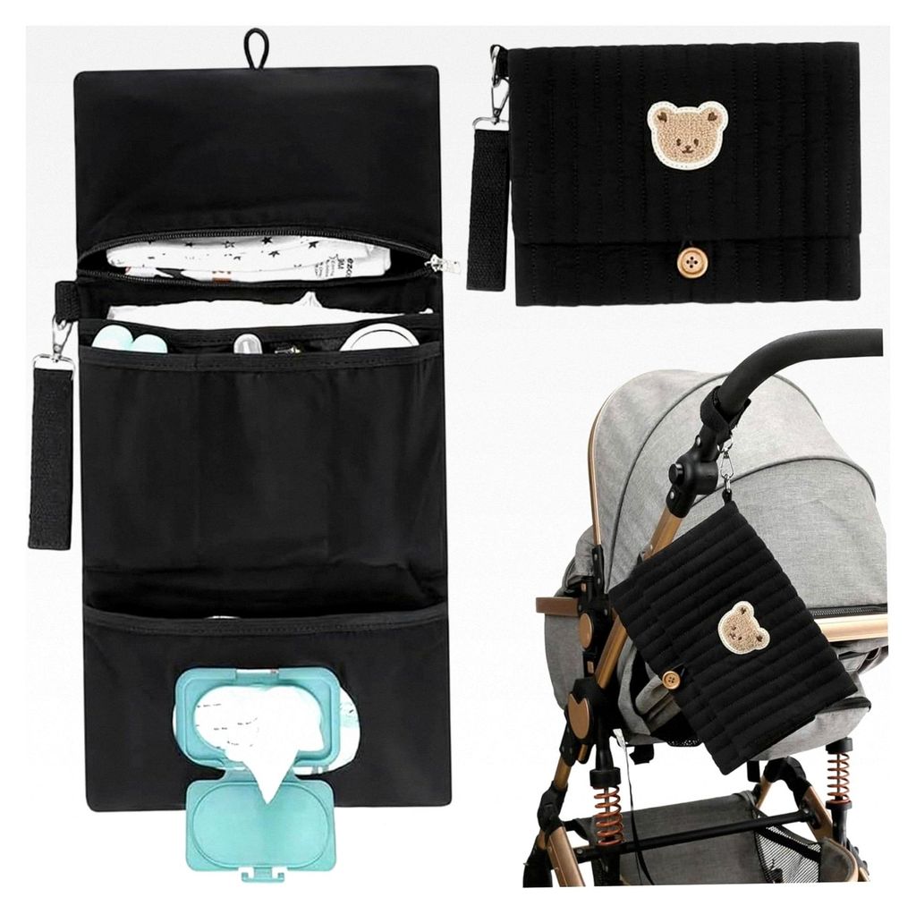 Organizer für Wickeltaschen, faltbar und tragbar, hängende Tasche für Kinderwagen mit mehreren Fächern und Tasche für Feuchttücher, 48,3 x 24...
