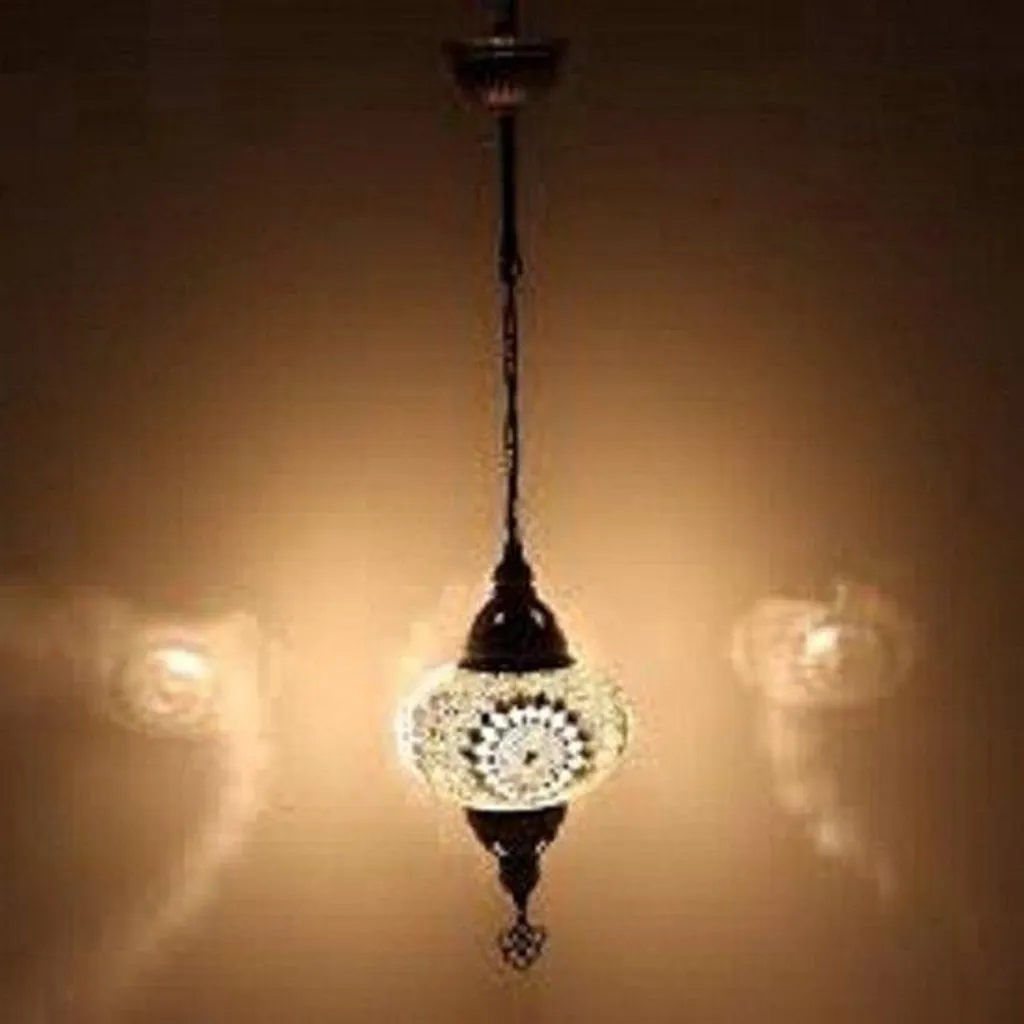 Éclairage tamisé anti-éblouissement - Lampe mosaïque blanche faite main