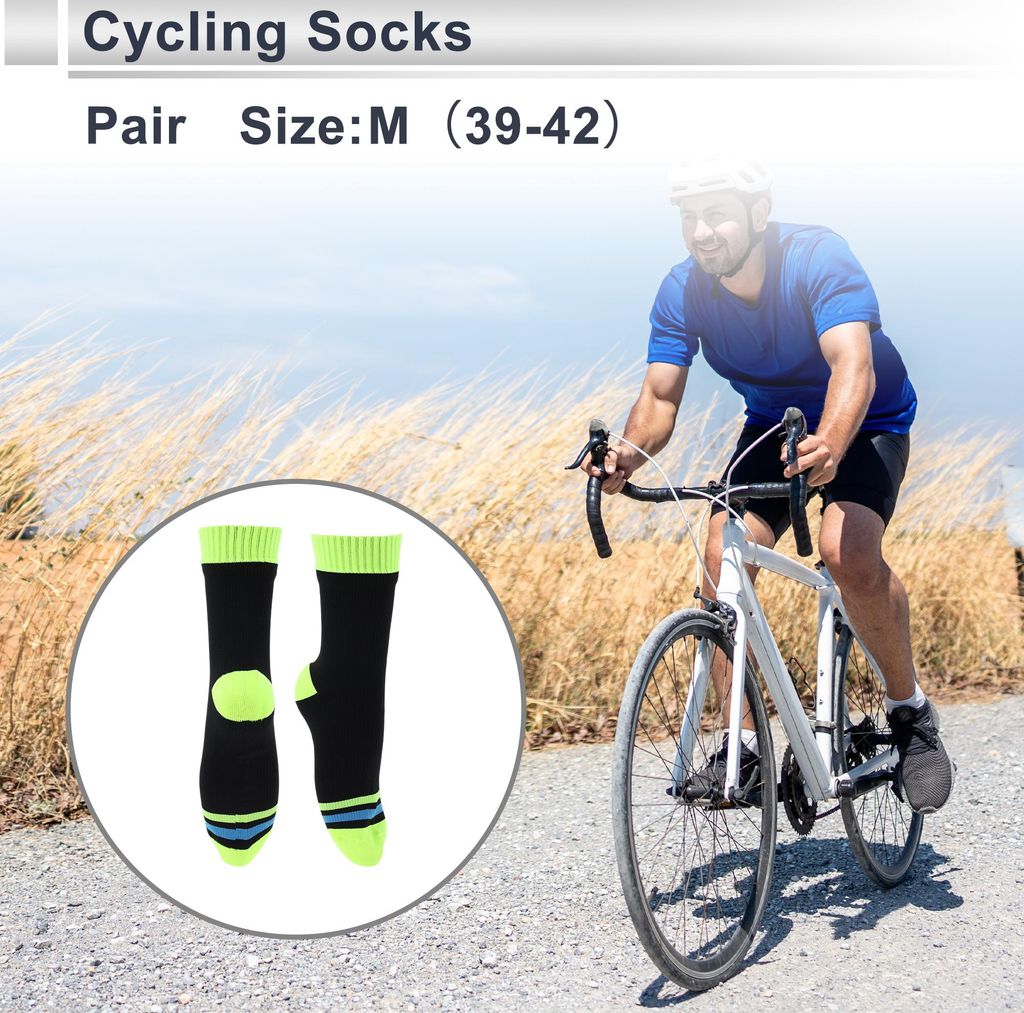 Fahrradsocken Wasserdicht Atmungsaktiv Outdoor Fahrradsocken Unisex Gr??e M (39-42) Regen Radsport Laufsocken Trekking Wanderungen Socken, Streifen...