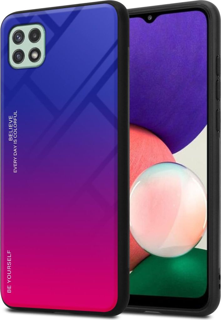 Cadorabo Hülle für Samsung Galaxy A22 5G Schutz Hülle in Schwarz Handyhülle TPU Etui Cover Case Tempered Glas