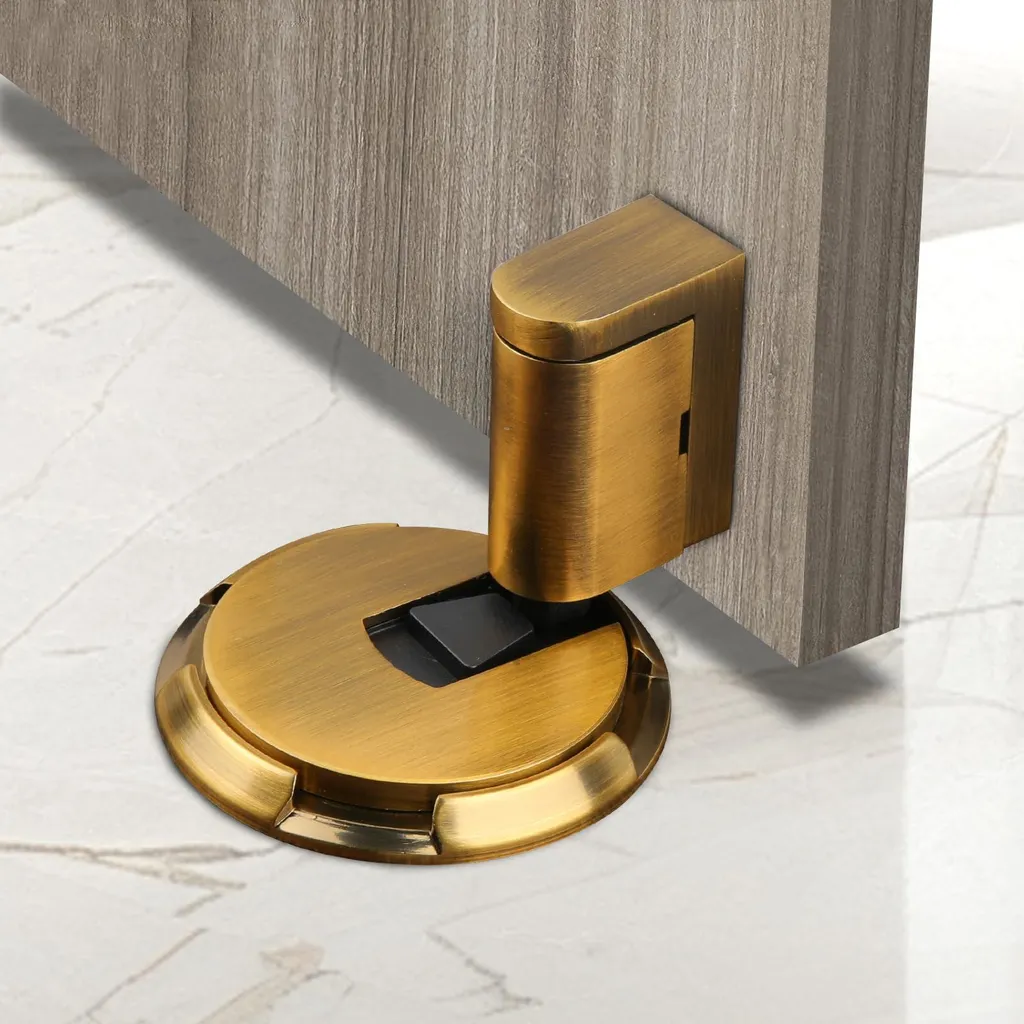 Butée de porte magnétique au sol en acier inox doré - Version améliorée