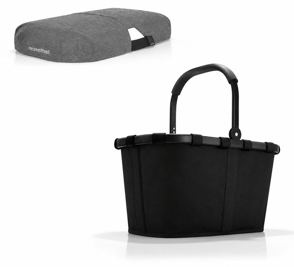reisenthel Einkaufskorb Tasche Korb carrybag frame schwarz black BK7040 + Cover twist silver BP7052