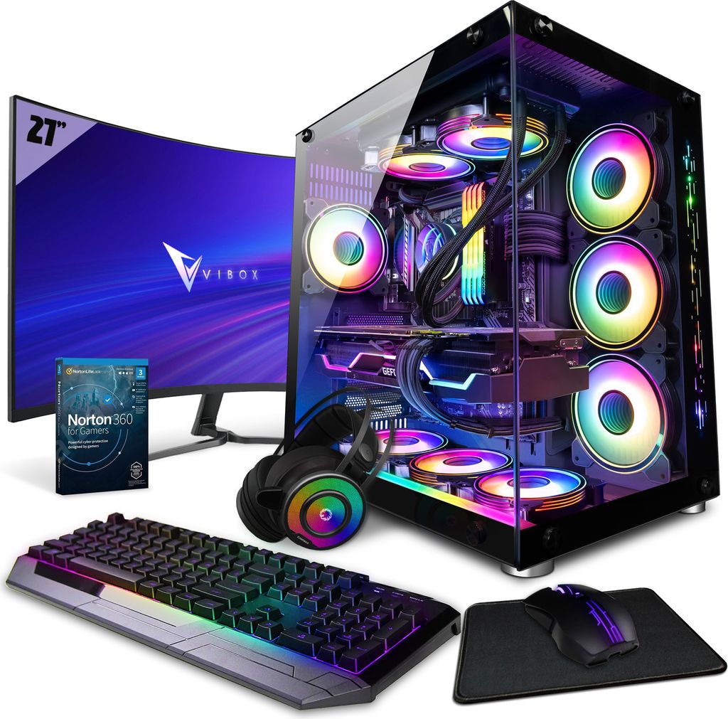 Vibox SG VII-246 Gaming PC Set Komplett - Monitor 27 Zoll - Intel Core i9 10900F 5,2 GHz - AMD Radeon RX 9070 XT 16 GB - 32 GB RAM - 1 TB NVMe M.2 ...