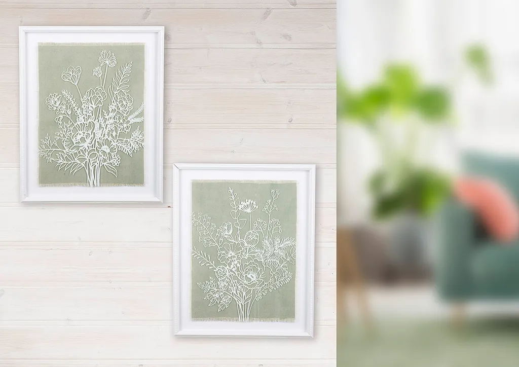 Tableau Gilde Cristal Flor floral en verre 42,5x52 cm - Réf 38442 Lot de 2