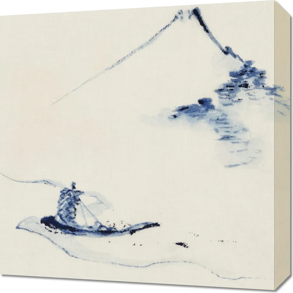 Hokusai Vintage Wall Art 50x50 - Quadro su Tela Persona su Barca