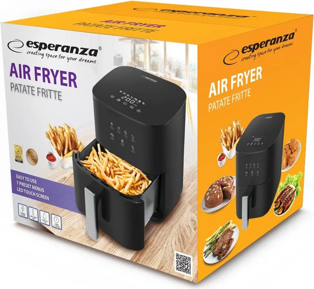 Friteuse à air chaud avec 7 programmes et capacité 3,5 L sans graisse - 3