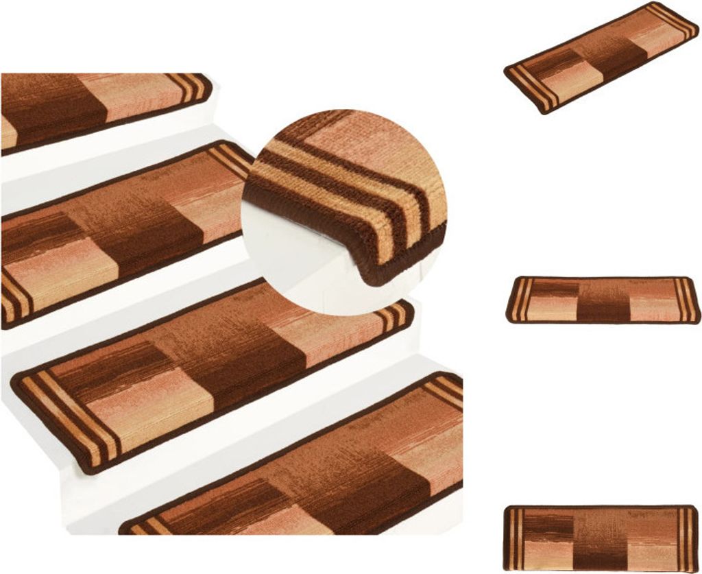 vidaXL Treppenmatten Selbstklebend 15 Stk. 65x21x4 cm Braun - Stufenteppiche