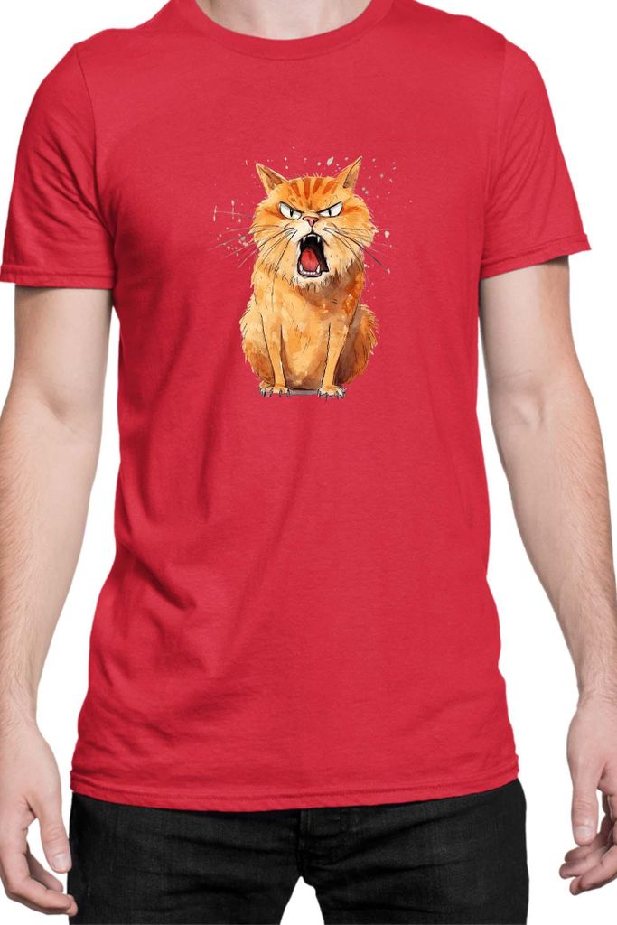 Herren T-Shirt Funny Cats Breeds Kurilian Bobtail Cat, Man M / Rot